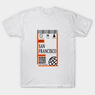 san francisco flight ticket boarding pass new T-Shirt